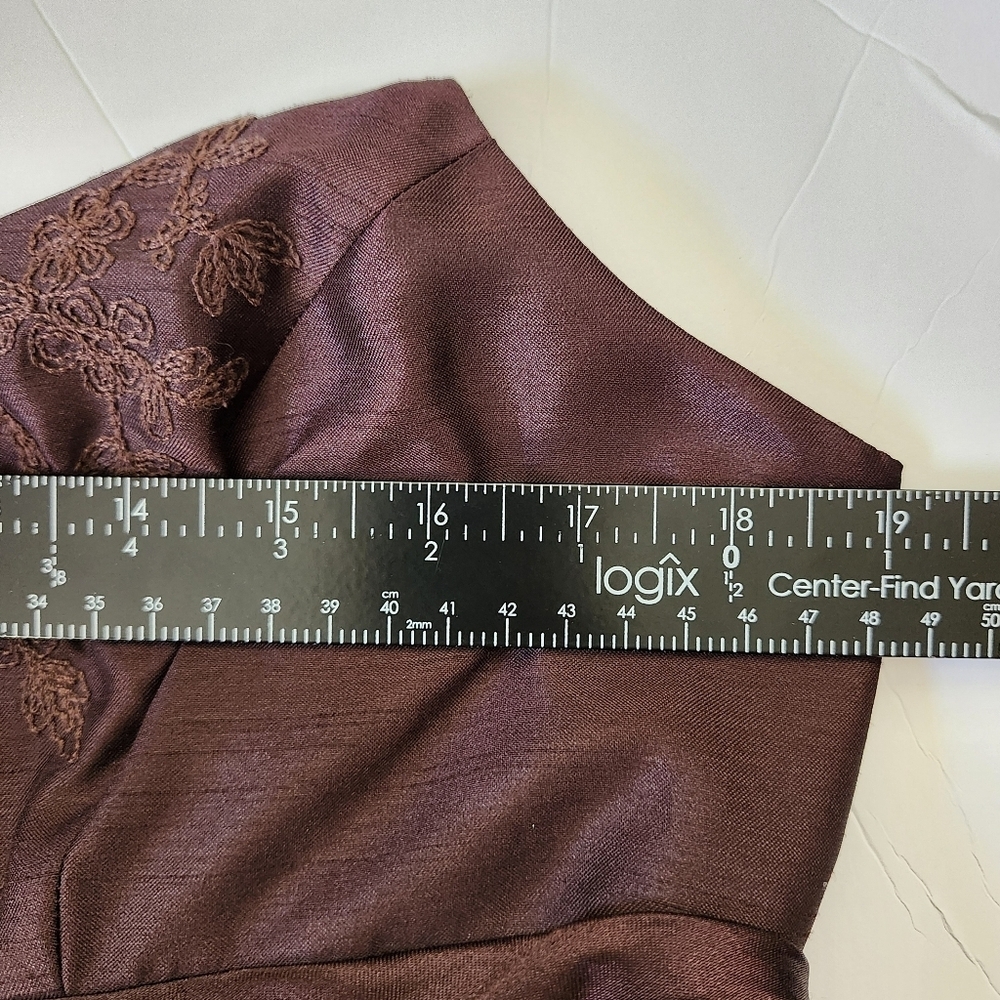 Vintage 90s Chocolate Brown Formal Embroidered A-Line Dress Y2K Fairy Homecoming - Picture 11 of 11